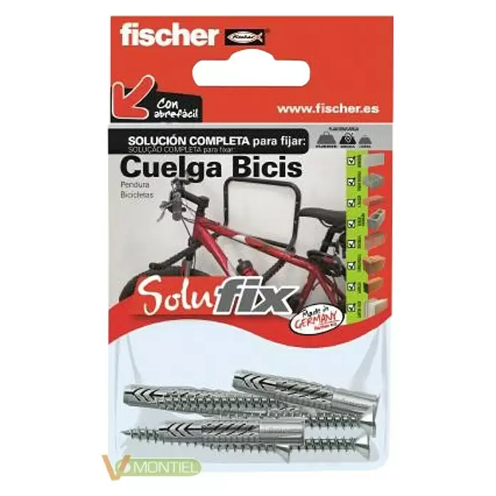 Fischer Solufix Set de fijación - Específico para: Ganchos cuelgabicis, 8 piezas - Vista frontal