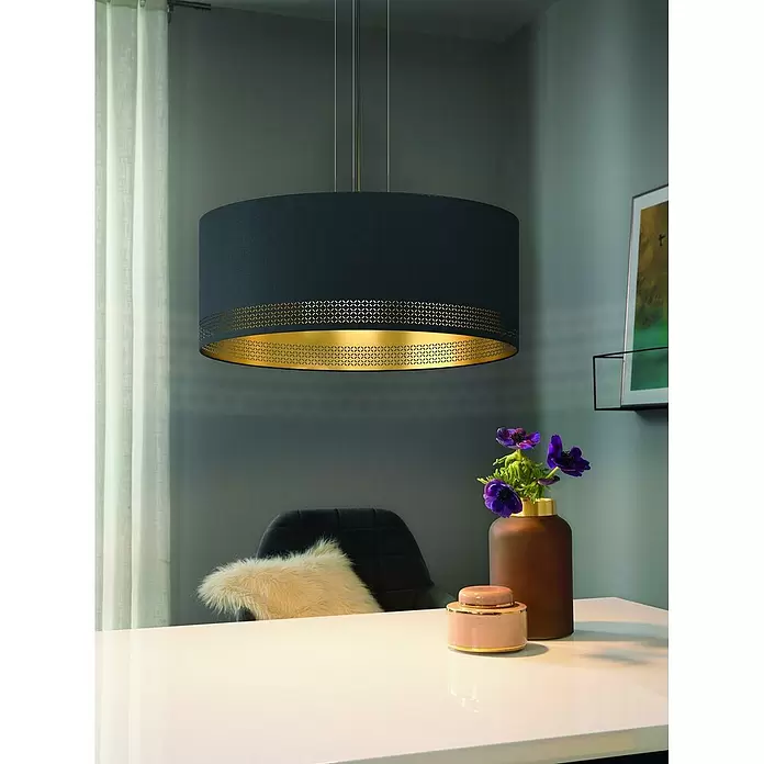 Eglo Esteperra Lámpara colgante redonda 3 portalámparas - 120 W, Ø x Al: 53 x 110 cm, Negro, Negro, E27 - Foto ambiente