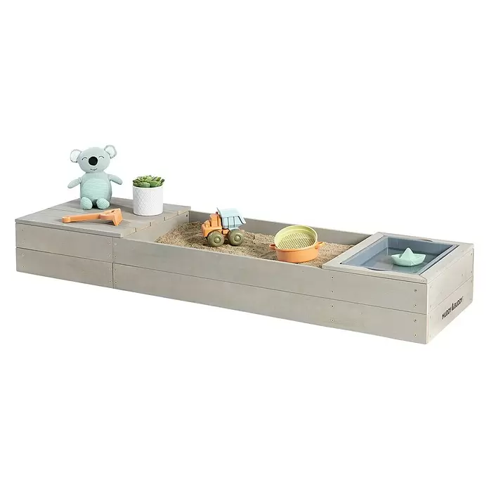 Muddy Buddy Sandkasten Space Saver - 150 x 45 x 20 cm, Holz - Diagonale Ansicht