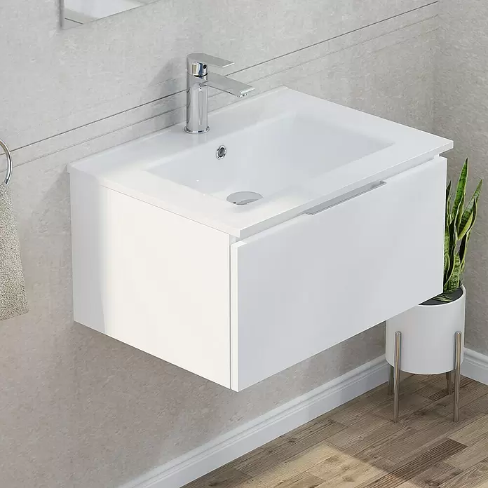 Mueble de lavabo Plano - L x An x Al: 46 x 60 x 32 cm, Blanco - Foto ambiente