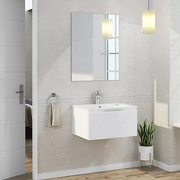 Mueble de lavabo Plano - L x An x Al: 46 x 60 x 32 cm, Blanco - Foto ambiente