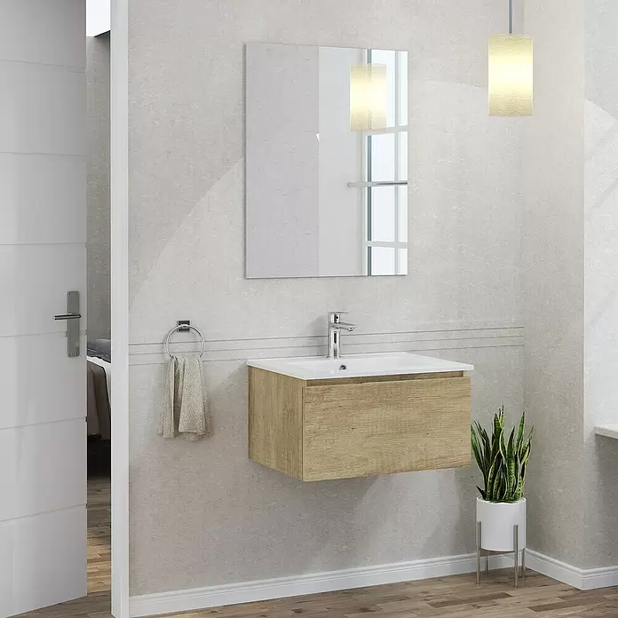 Mueble de lavabo Plano - L x An x Al: 46 x 60 x 32 cm, Olmo - Foto ambiente