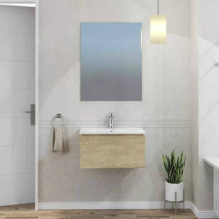 Mueble de lavabo Plano - L x An x Al: 46 x 60 x 32 cm, Olmo - Foto ambiente
