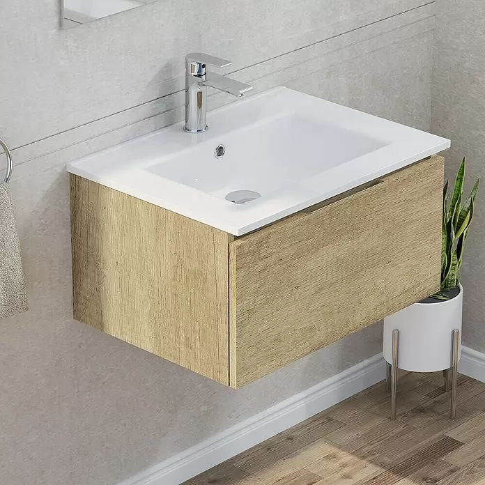 Mueble de lavabo Plano - L x An x Al: 46 x 60 x 32 cm, Olmo - Foto ambiente
