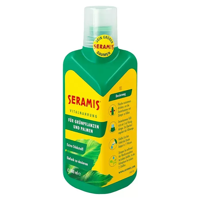 Seramis Flüssigdünger - 500 ml, Geeignet für: Grünpflanzen - Diagonale Ansicht