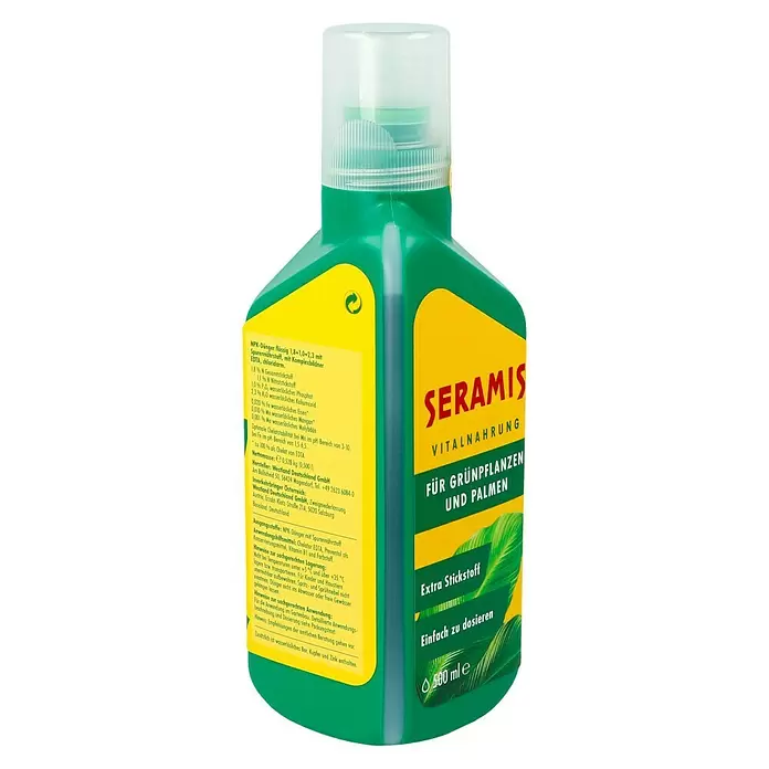 Seramis Flüssigdünger - 500 ml, Geeignet für: Grünpflanzen - Diagonale Ansicht