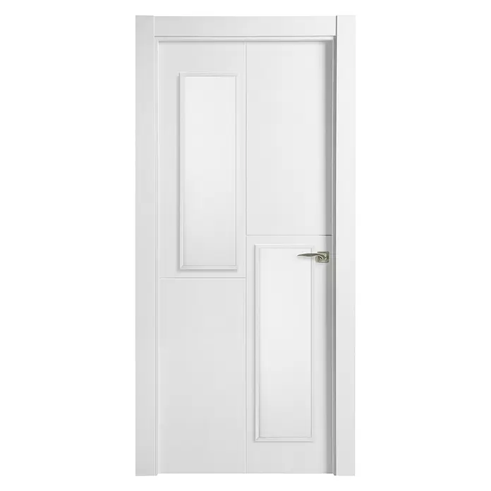 Puerta acristalada Frankfurt 110 - 72,5 x 203 cm, Izquierda, Blanco lacado, Macizo, Vidriera - Vista frontal