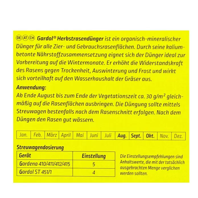 Gardol Herbstrasendünger - 5 kg, Inhalt ausreichend für ca.: 160 m² - Detailaufnahme