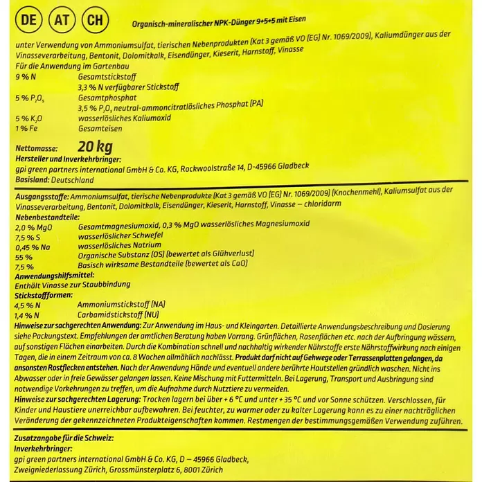 Gardol Rasendünger Kompakt - 20 kg, Inhalt ausreichend für ca.: 400 m² - Detailaufnahme