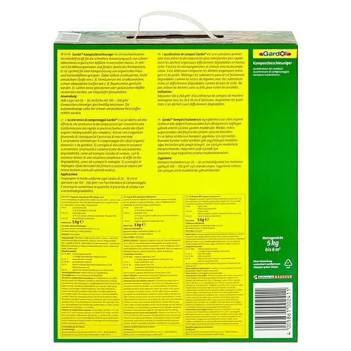 Gardol Kompostbeschleuniger - 5 kg, Inhalt ausreichend für ca.: 6 m³ - Rückansicht