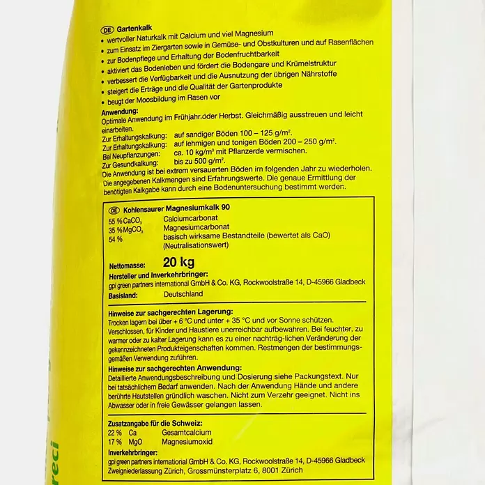 Gartenkalk - 20 kg, Inhalt ausreichend für ca.: 200 m² - Detailaufnahme