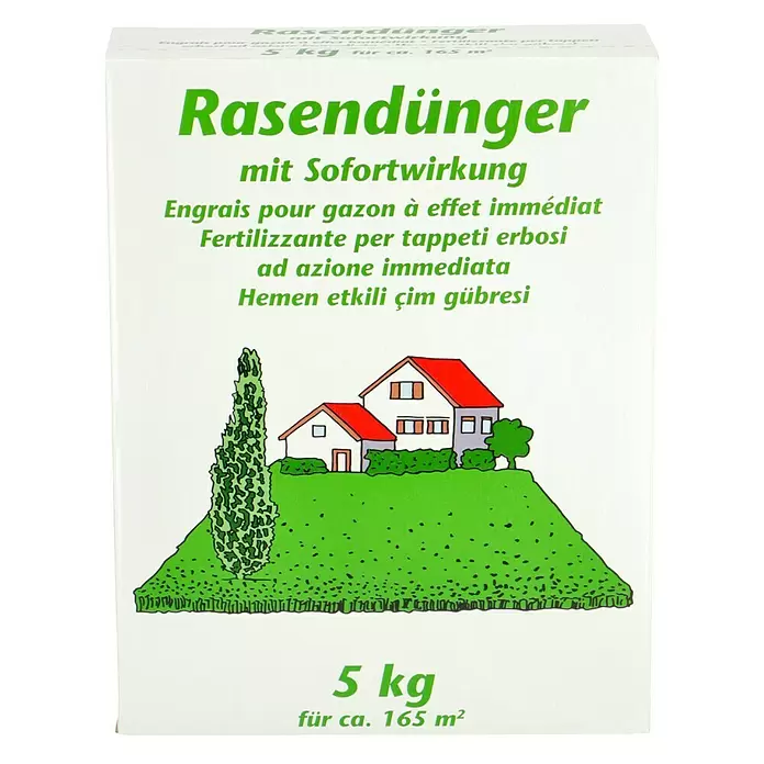 Rasendünger - Mit Sofortwirkung, 5 kg, Inhalt ausreichend für ca.: 160 m² - Vorderansicht