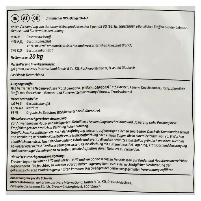 Gardol Pure Nature Bio-Rasendünger Kompakt - 20 kg, Inhalt ausreichend für ca.: 330 m² - Detailaufnahme