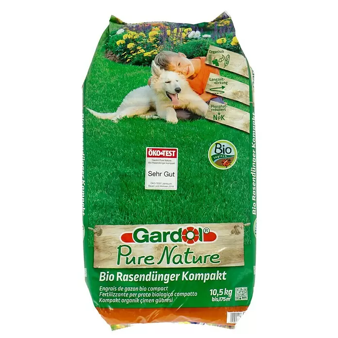 Gardol Pure Nature Bio-Rasendünger Kompakt - 10,5 kg, Inhalt ausreichend für ca.: 175 m² - Vorderansicht