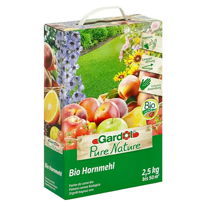 Gardol Pure Nature Bio-Hornmehl - 2,5 kg, Inhalt ausreichend für ca.: 50 m² - Diagonale Ansicht