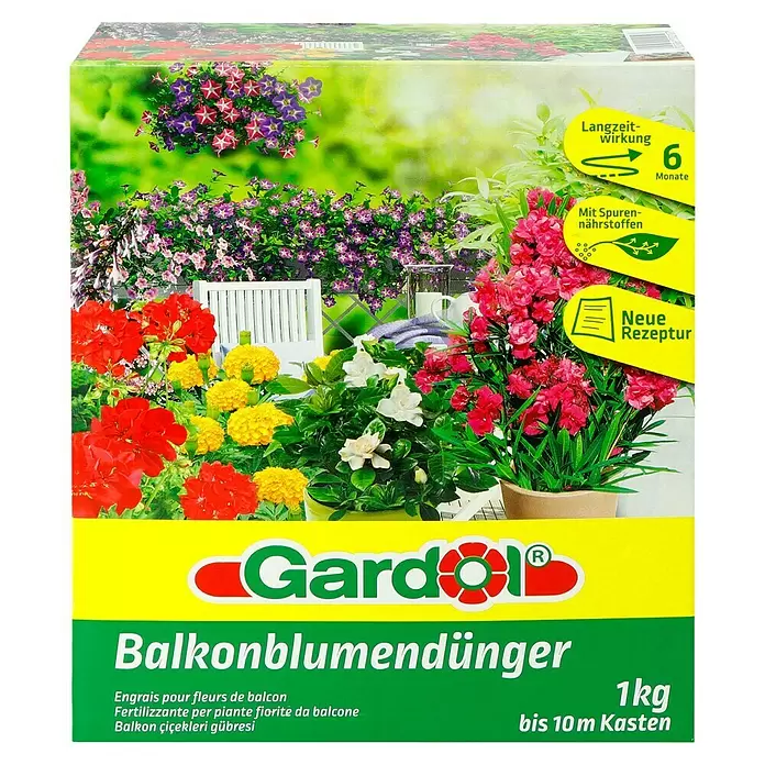 Gardol Balkonblumendünger - Mit Langzeitwirkung, 1 kg, Inhalt ausreichend für ca.: 10 m Balkonkasten - Vorderansicht