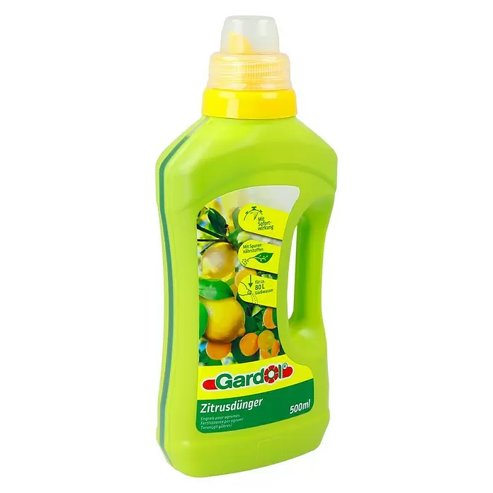 Gardol Zitrusdünger - 500 ml, Inhalt ausreichend für ca.: 80 l Gießwasser - Diagonale Ansicht