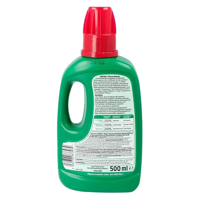 Substral Pflanzen-Nahrung - 500 ml, Inhalt ausreichend für ca.: 120 l - Rückansicht
