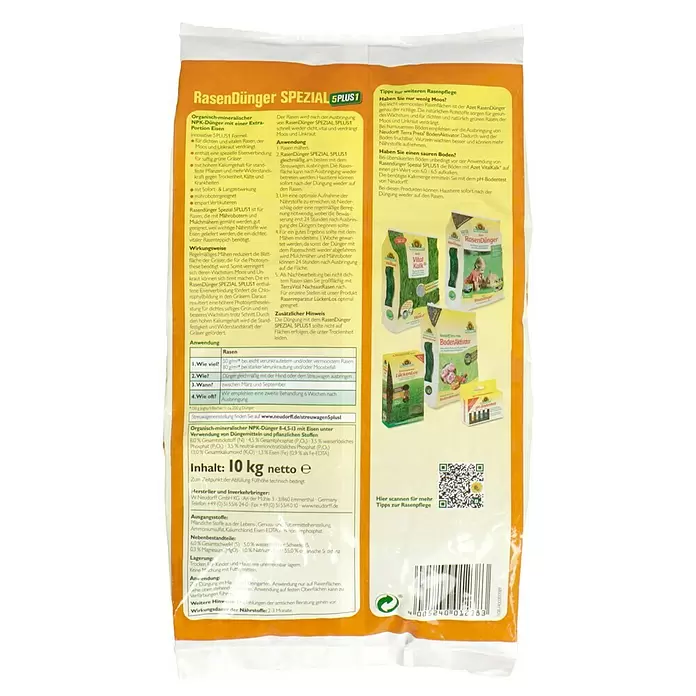 Neudorff Rasendünger Spezial 5 in 1 - 10 kg - Rückansicht