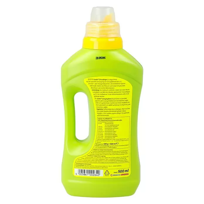 Gardol Zitrusdünger - 500 ml, Inhalt ausreichend für ca.: 80 l Gießwasser - Rückansicht