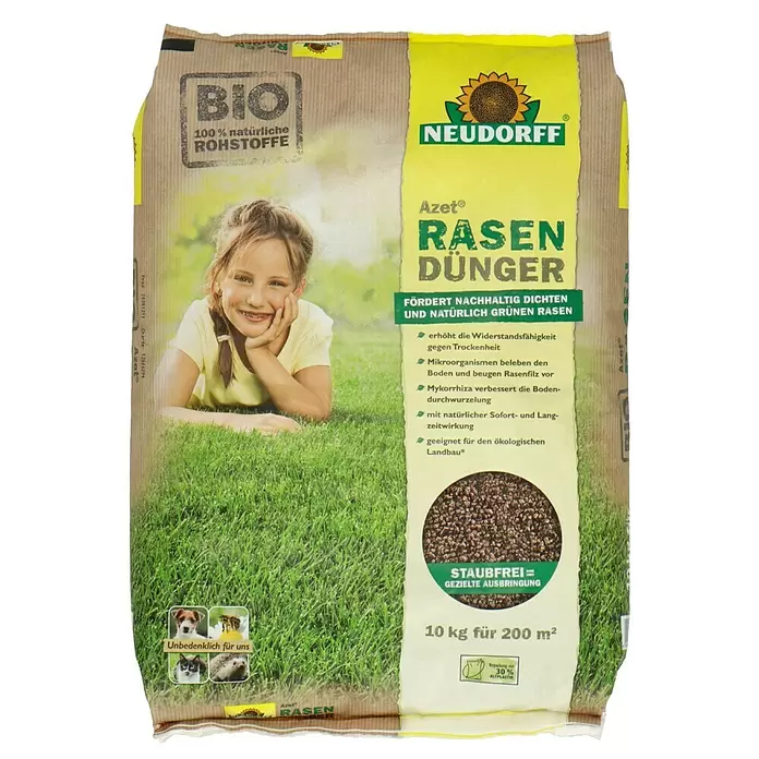 Neudorff Azet Rasendünger - 10 kg, Inhalt ausreichend für ca.: 200 m² - Vorderansicht