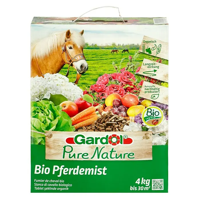 Gardol Pure Nature Bio-Pferdedung - 4 kg, Inhalt ausreichend für ca.: 30 m² - Vorderansicht