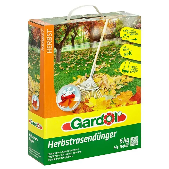 Gardol Herbstrasendünger - 5 kg, Inhalt ausreichend für ca.: 160 m² - Diagonale Ansicht