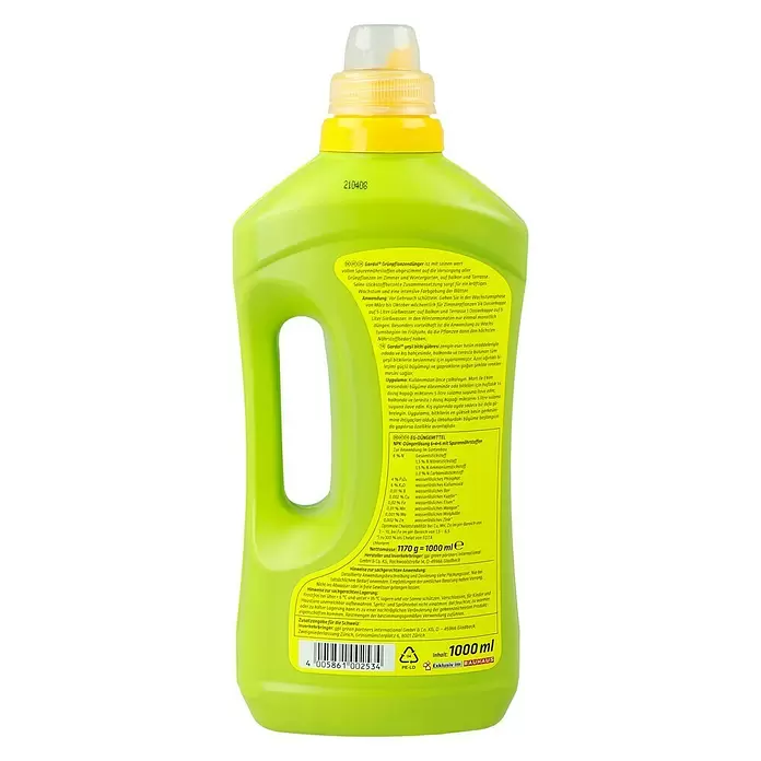 Gardol Grünpflanzendünger - 1 l, Inhalt ausreichend für ca.: 250 l Gießwasser - Rückansicht