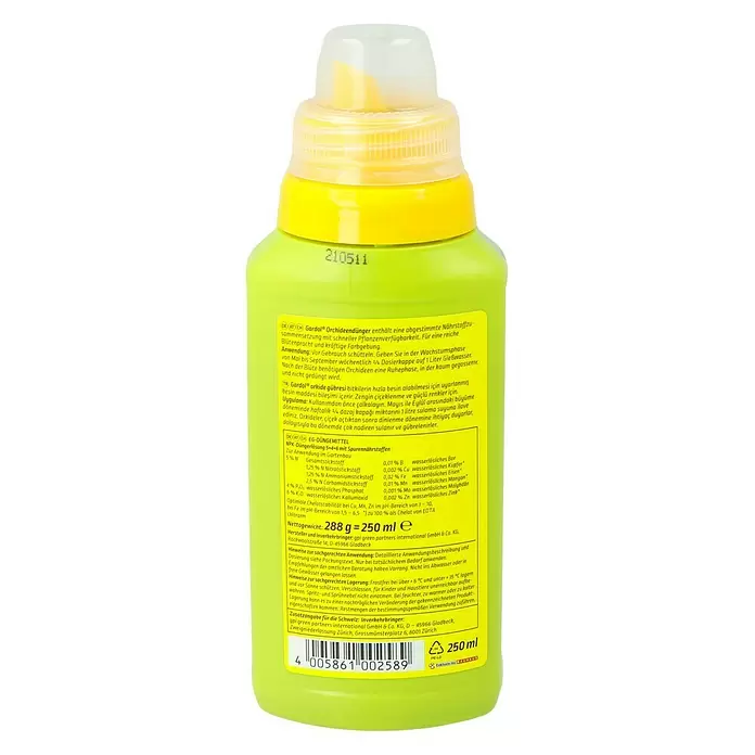 Gardol Orchideendünger - 250 ml, Inhalt ausreichend für ca.: 50 l Gießwasser - Rückansicht