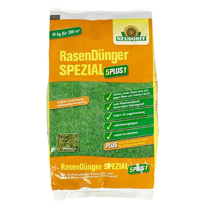 Neudorff Rasendünger Spezial 5 in 1 - 10 kg - Vorderansicht