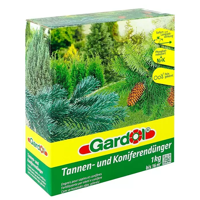 Gardol Tannen- & Koniferendünger - 1 kg, Inhalt ausreichend für ca.: 16 m² - Diagonale Ansicht
