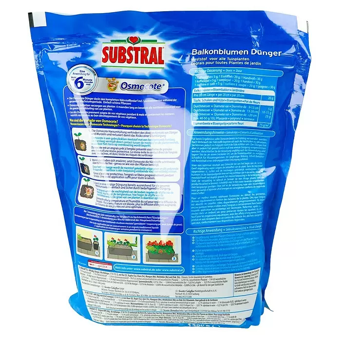 Substral Osmocote Balkonblumendünger - 1,5 kg, Inhalt ausreichend für ca.: 100 Pflanzen - Rückansicht