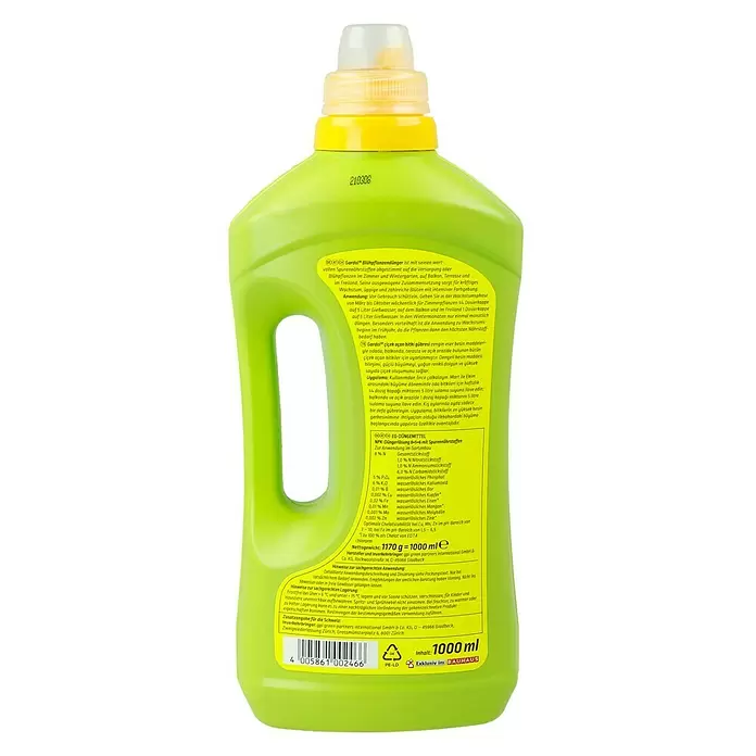 Gardol Blühpflanzendünger - 1 l, Inhalt ausreichend für ca.: 250 l Gießwasser - Rückansicht