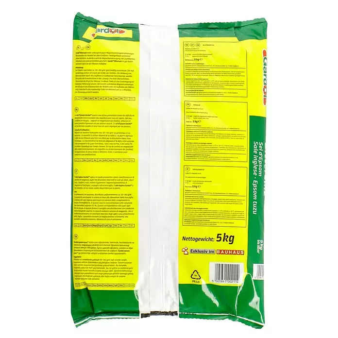 Gardol Bittersalz - 5 kg, Inhalt ausreichend für ca.: 50 m² - Rückansicht