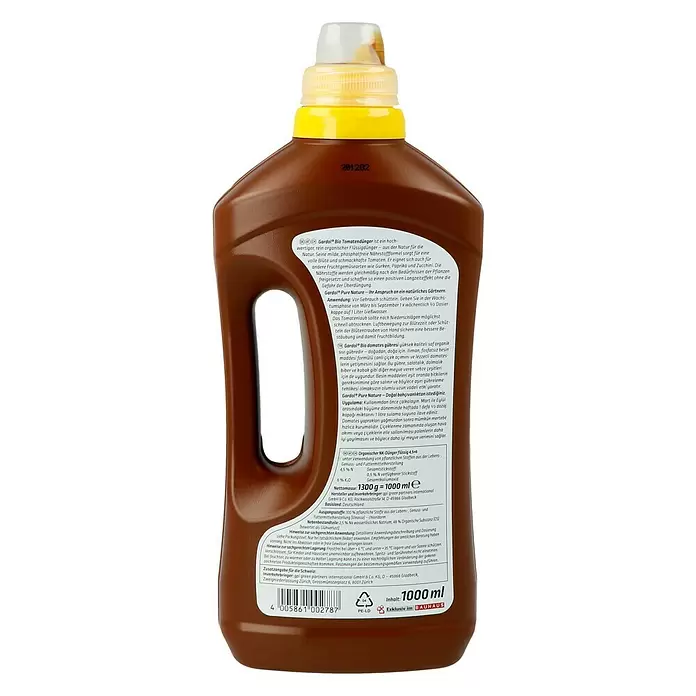 Gardol Pure Nature Bio-Tomatendünger - 1 l, Inhalt ausreichend für ca.: 100 l Gießwasser - Rückansicht