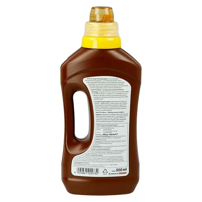 Gardol Pure Nature Bio-Kräuterdünger - 500 ml, Inhalt ausreichend für ca.: 50 l Gießwasser - Rückansicht
