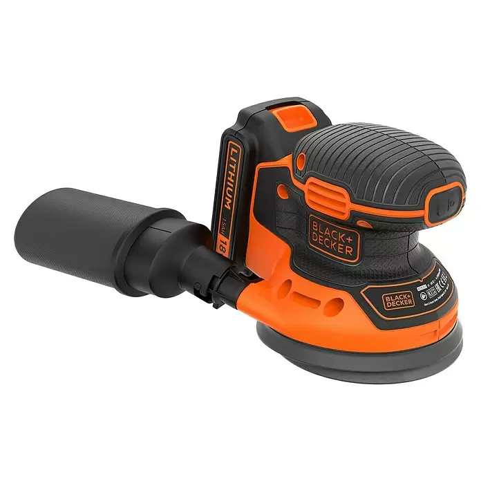 Black+Decker Akku-Exzenterschleifer BDCROS18-QW - 18 V, Li-Ionen, 5 Ah, 1 Akku, 125 mm - Diagonale Ansicht