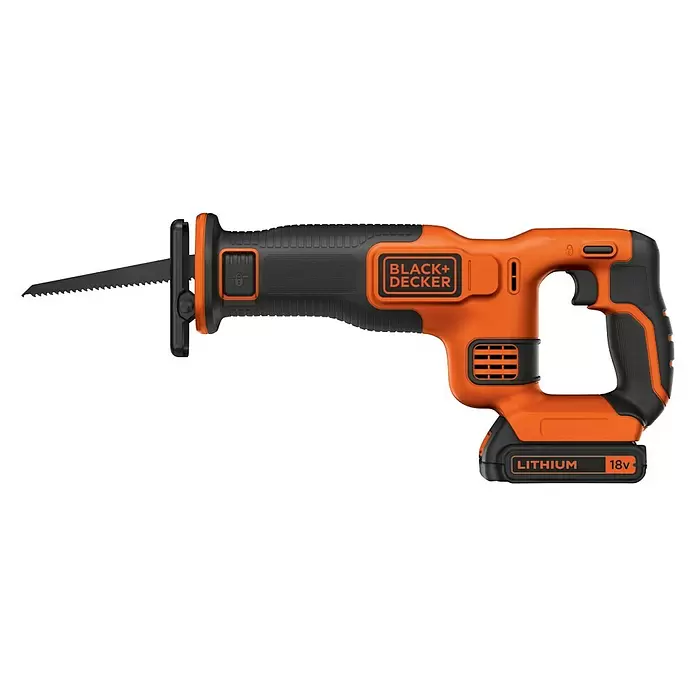 Black+Decker Akku-Säbelsäge BDCR18-QW - 18 V, 1 Akku, 1,5 Ah, 0 - 3.000 Hübe/min - Linke Seitenansicht