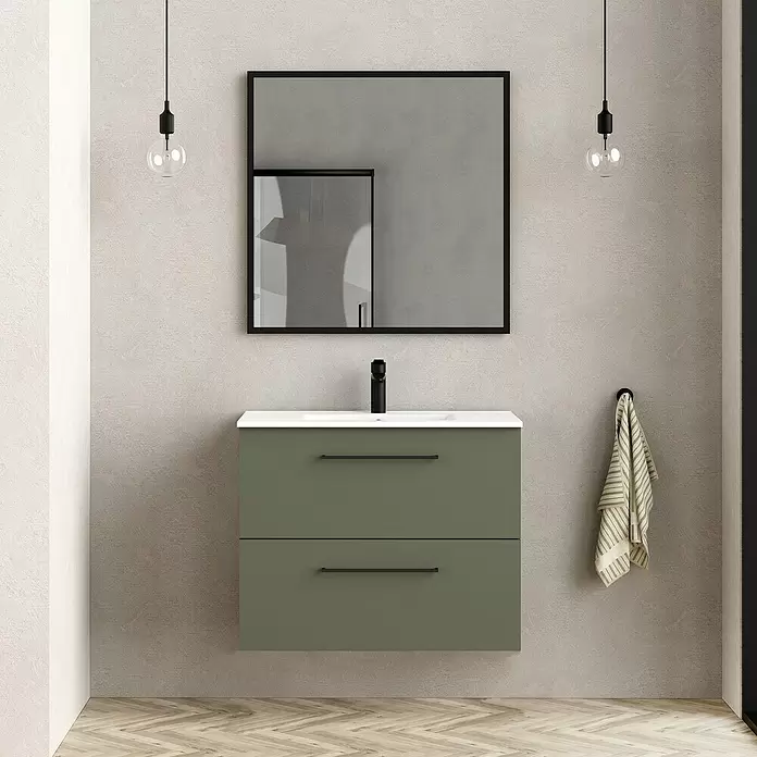 Mueble de lavabo Arosa - L x An x Al: 44,6 x 80 x 64 cm, Musgo - Foto ambiente