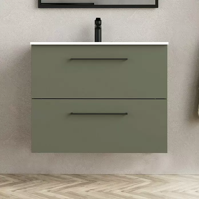 Mueble de lavabo Arosa - L x An x Al: 44,6 x 80 x 64 cm, Musgo - Foto ambiente