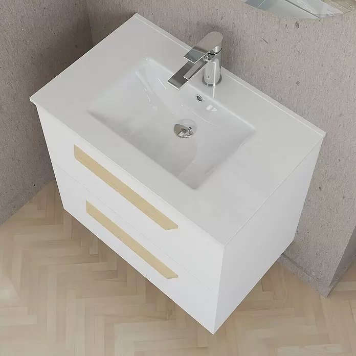 Mueble de lavabo Colom - L x An x Al: 44,6 x 70 x 64 cm, Blanco, Mate - Foto ambiente
