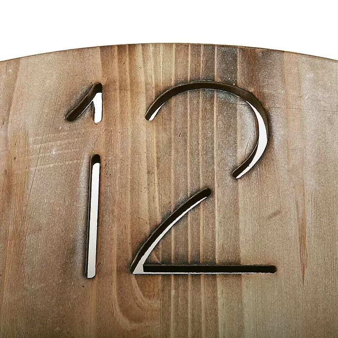 Reloj de pared redondo Old Town - Tonos madera, Diámetro: 58 cm - Primer plano