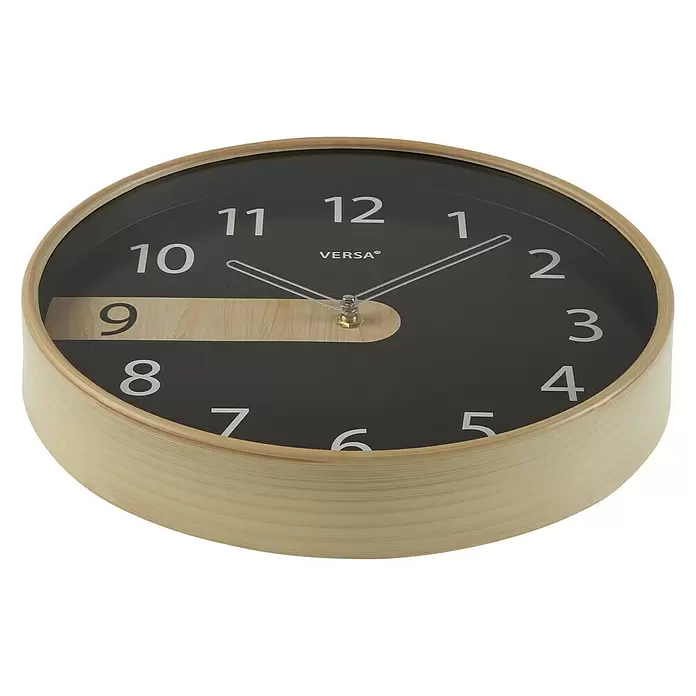 Reloj de pared redondo Cocina - Negro, Diámetro: 30,5 cm - Vista angular