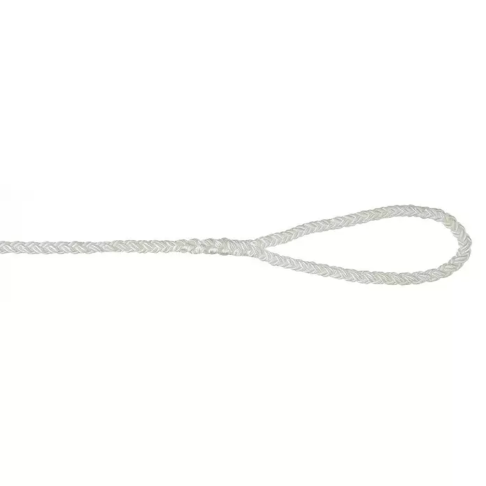 Leine 8-Plait mit Auge - Nylon, Länge: 6 m, Durchmesser: 12 mm, Weiß - Detailaufnahme