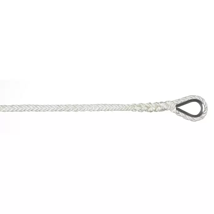 Leine 8-Plait mit Kausche - Nylon, Länge: 30 m, Durchmesser: 12 mm, Weiß - Detailaufnahme