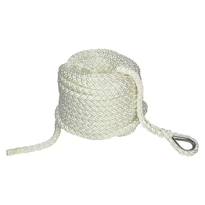 Leine 8-Plait mit Kausche - Nylon, Länge: 30 m, Durchmesser: 12 mm, Weiß - Vorderansicht