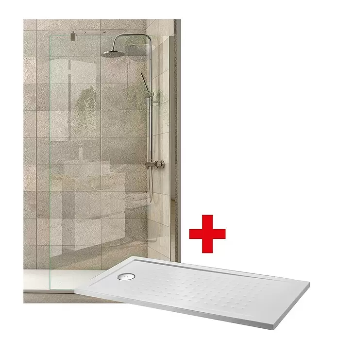 Set mampara de ducha Walk-In Nice + plato Carter - 2 pzs. - Vista angular