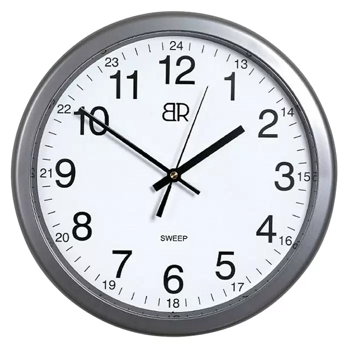 Zidni sat - Srebrna boja, Promjer: 30 cm - Pogled sprijeda