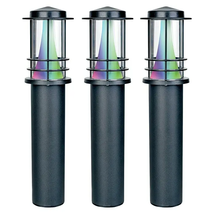 Müller-Licht Tint LED-Wegeleuchte Tint Petunia 3er-Set - 14 W, Schwarz, Höhe: 35 cm, RGBW - Vorderansicht