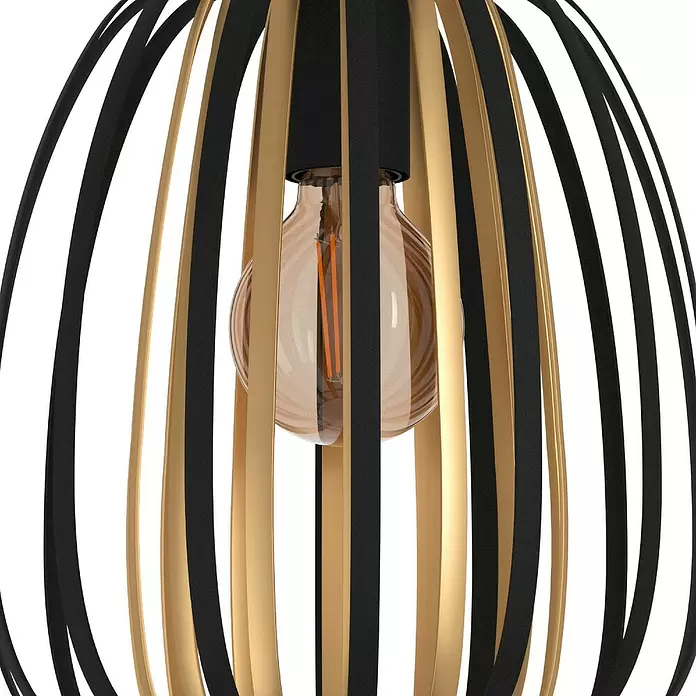 Eglo Pendelleuchte rund ENCINITOS - 40 W, Ø x H: 255 mm x 110 cm, Schwarz/Gold, E27 - Detailaufnahme